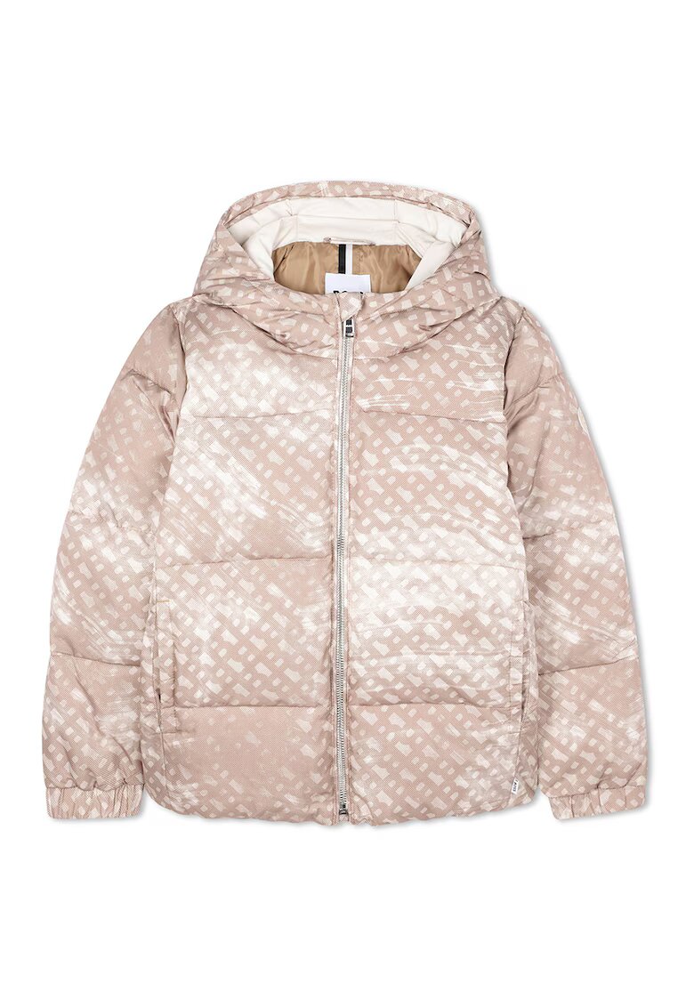 BOSS Kidswear Geaca cu gluga si fermoar - Maro taupe deschis