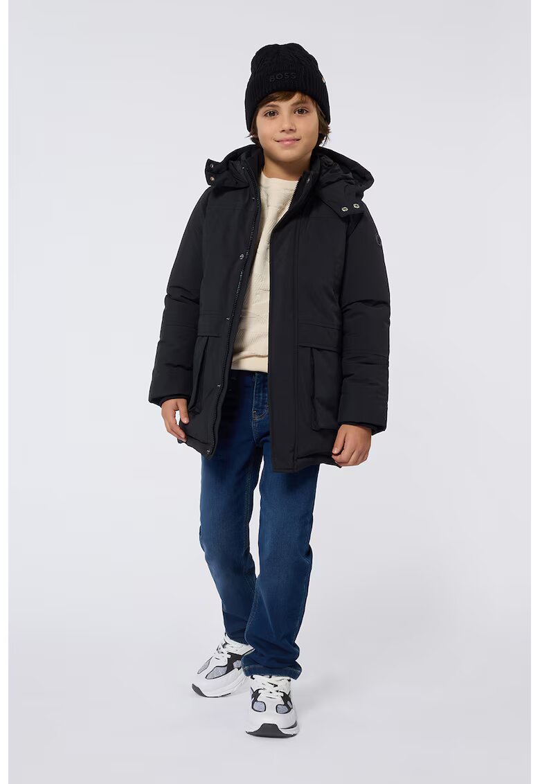 BOSS Kidswear Geaca cu gluga si fermoar - Negru