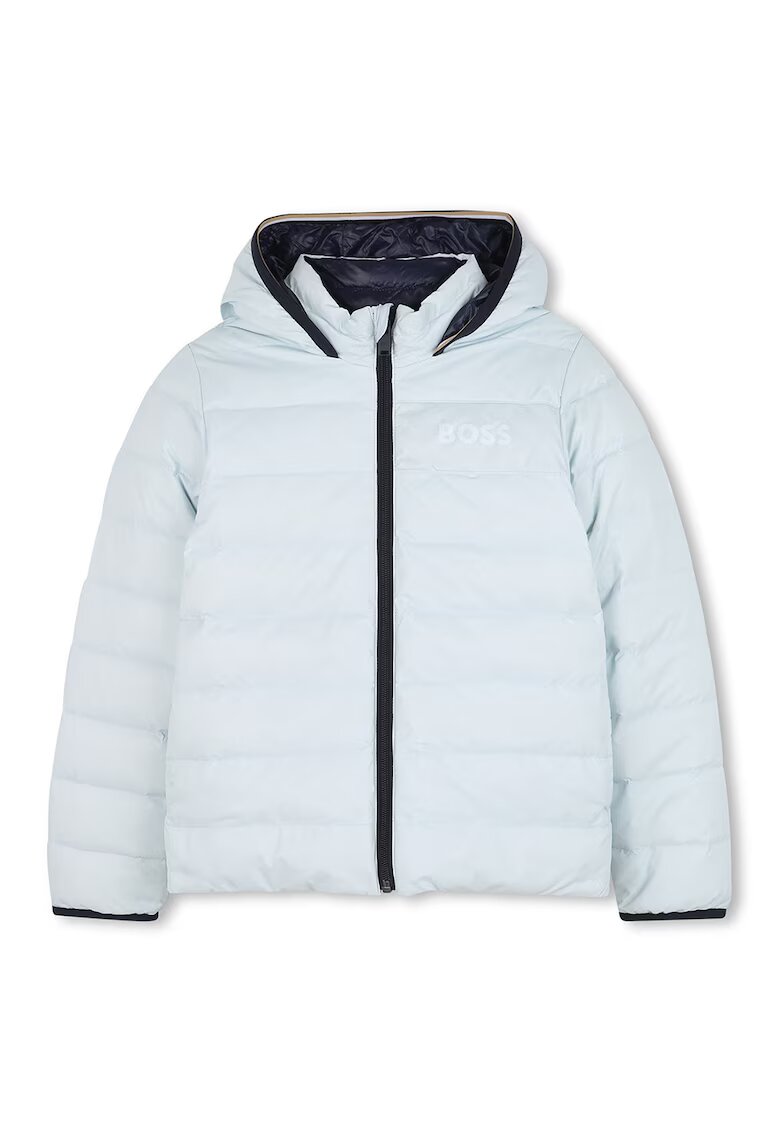 BOSS Kidswear Geaca cu logo si umplutura de puf - Bleumarin