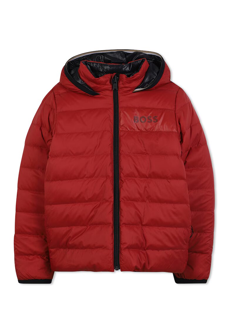 BOSS Kidswear Geaca cu logo si umplutura de puf - Rosu/Negru