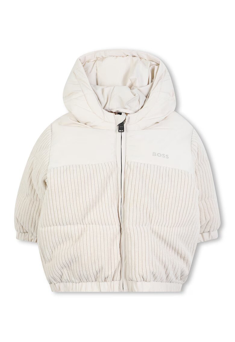 BOSS Kidswear Geaca cu vatelina si gluga - Alb fildes