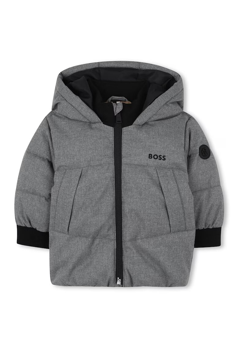 BOSS Kidswear Geaca cu vatelina si gluga - Gri melange