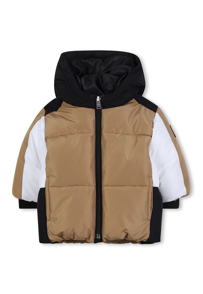 BOSS Kidswear Geaca cu vatelina si model colorblock - Alb/Negru/Bej