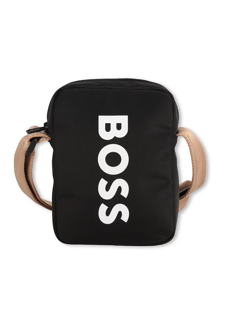 BOSS Kidswear Geanta crossbody cu imprimeu logo - Alb/Negru