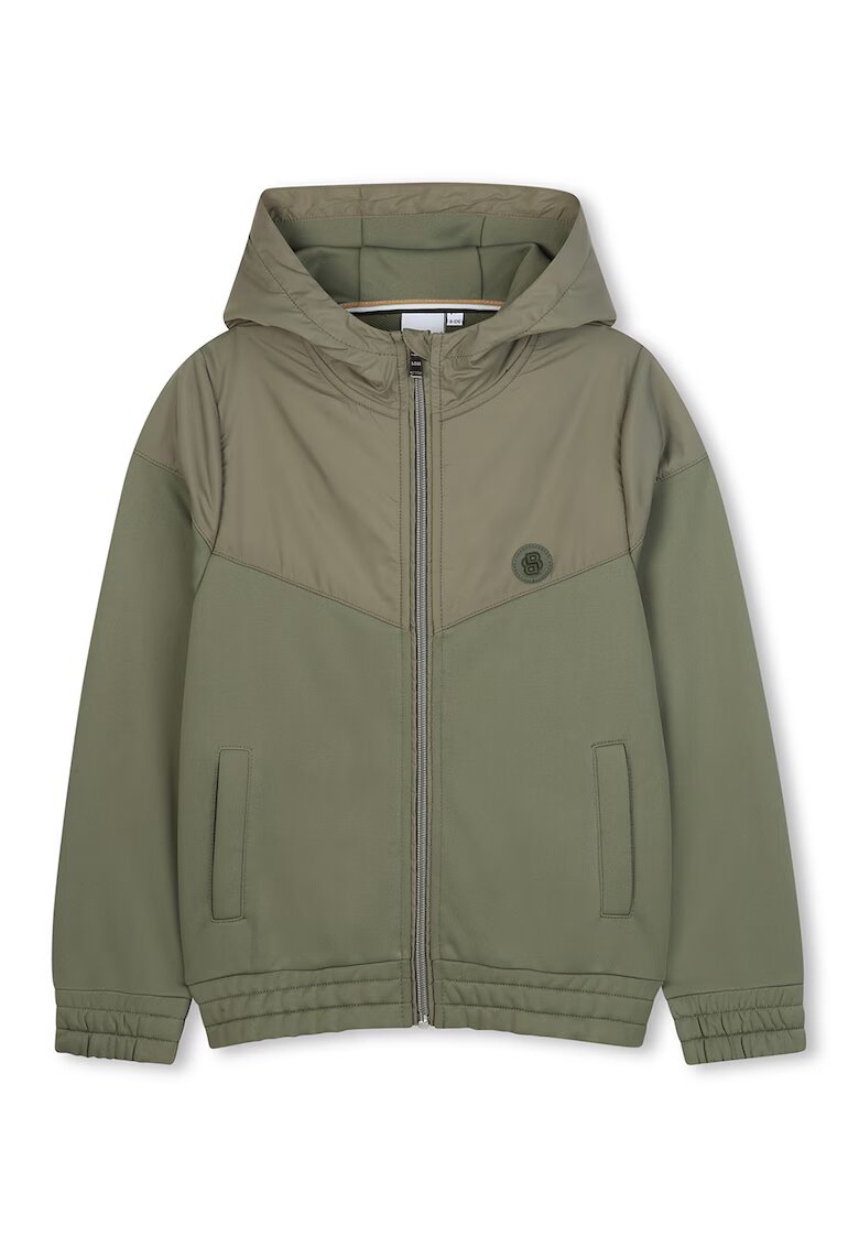 BOSS Kidswear Hanorac cu buzunare oblice si fermoar - Verde sparanghel