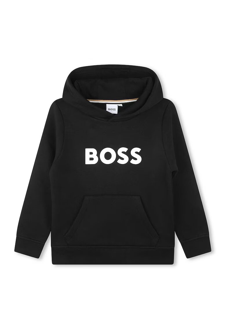 BOSS Kidswear Hanorac din amestec de bumbac cu imprimeu logo - Negru