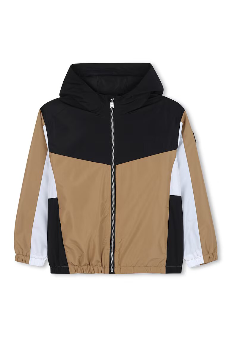 BOSS Kidswear Jacheta cu gluga - Alb/Negru/Maro taupe