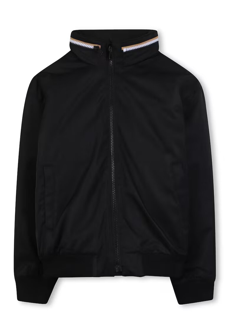BOSS Kidswear Jacheta cu gluga ascunsa si fermoar - Negru