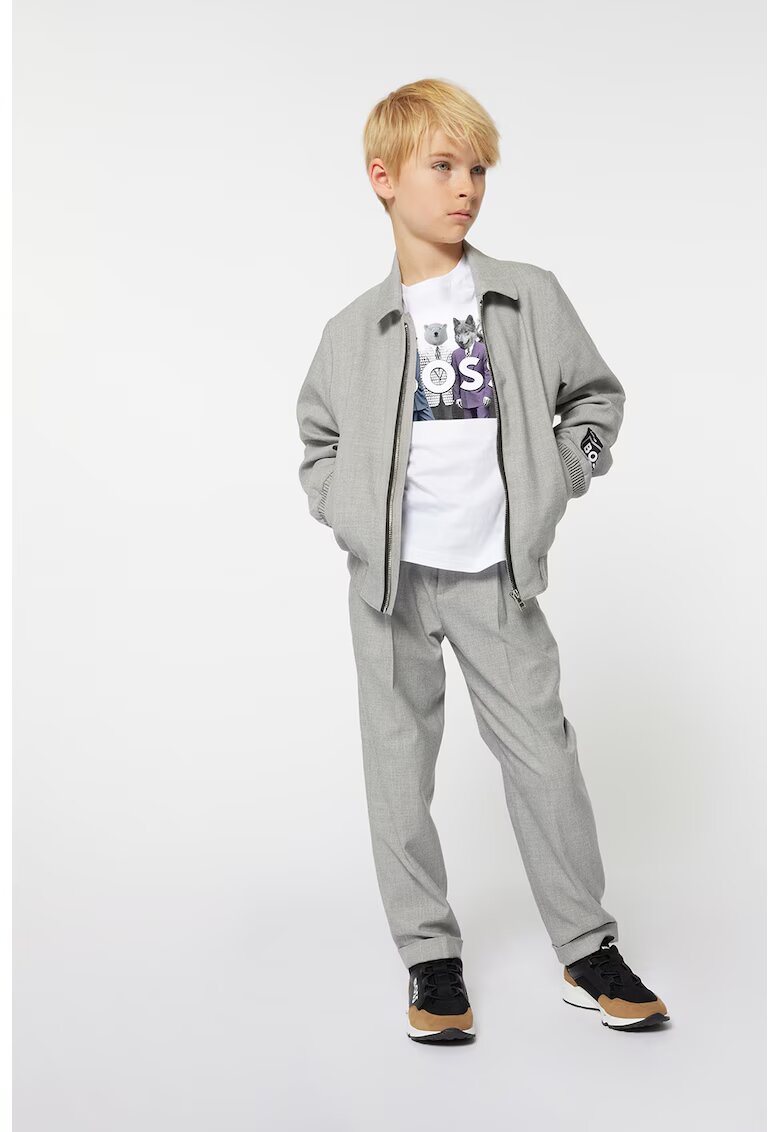 BOSS Kidswear Pantaloni chino cu croiala conica - Gri deschis