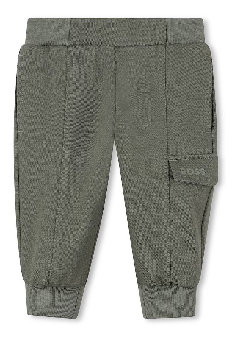 BOSS Kidswear Pantaloni de trening cu buzunar cu clapa - Kaki
