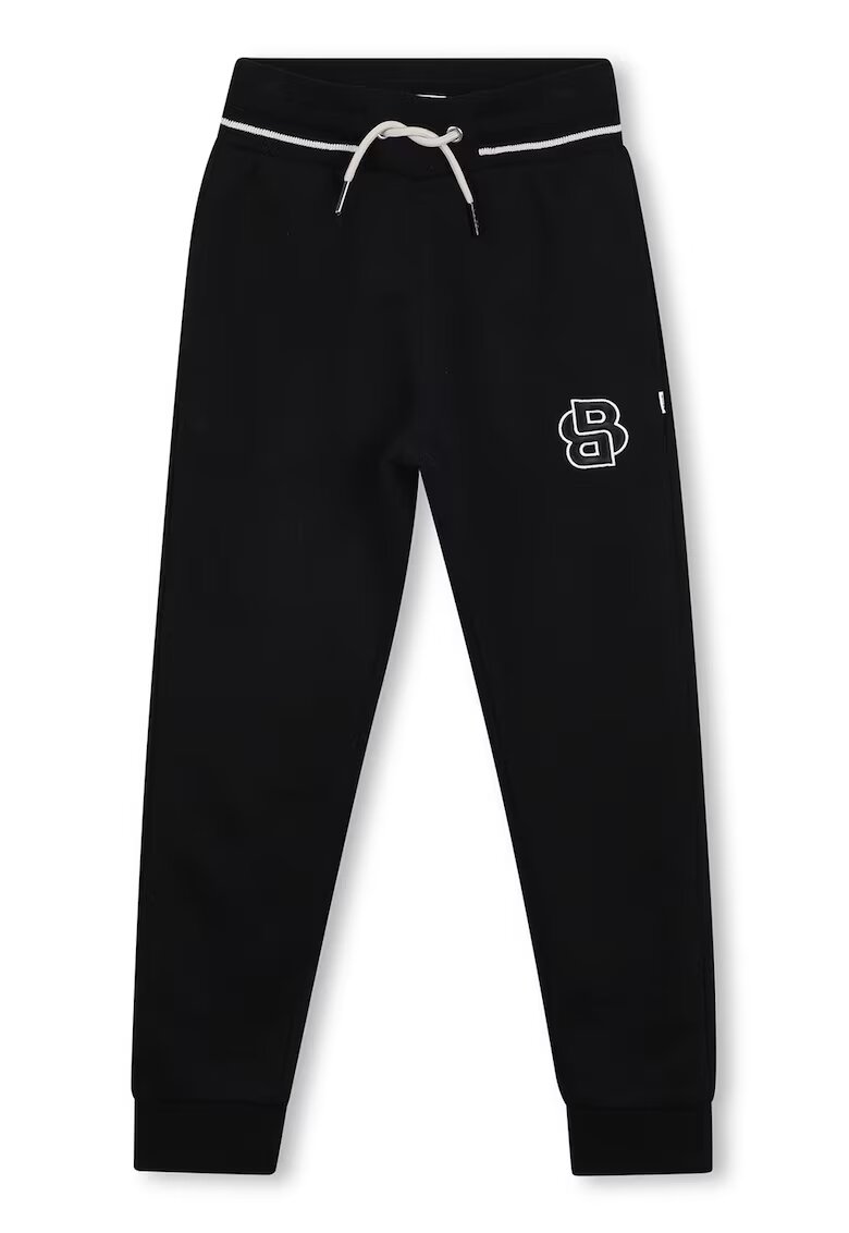 BOSS Kidswear Pantaloni de trening cu snur si talie inalta - Negru