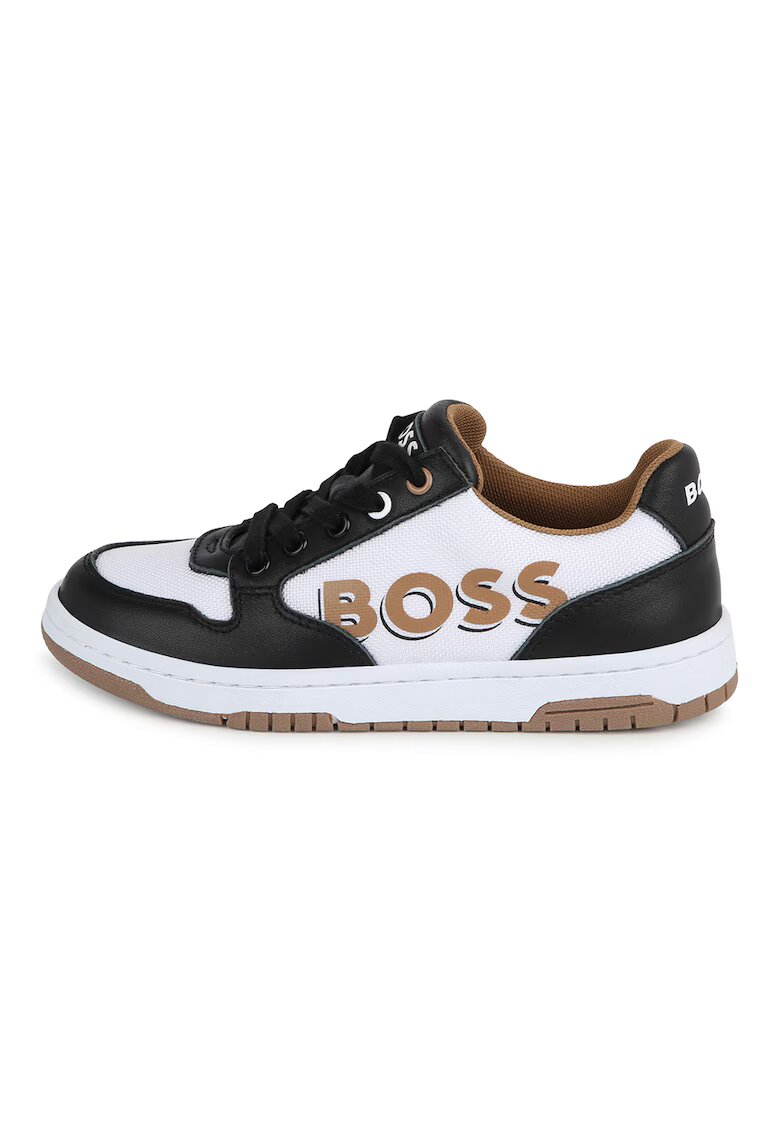 BOSS Kidswear Pantofi sport cu detalii din piele - Alb/Negru