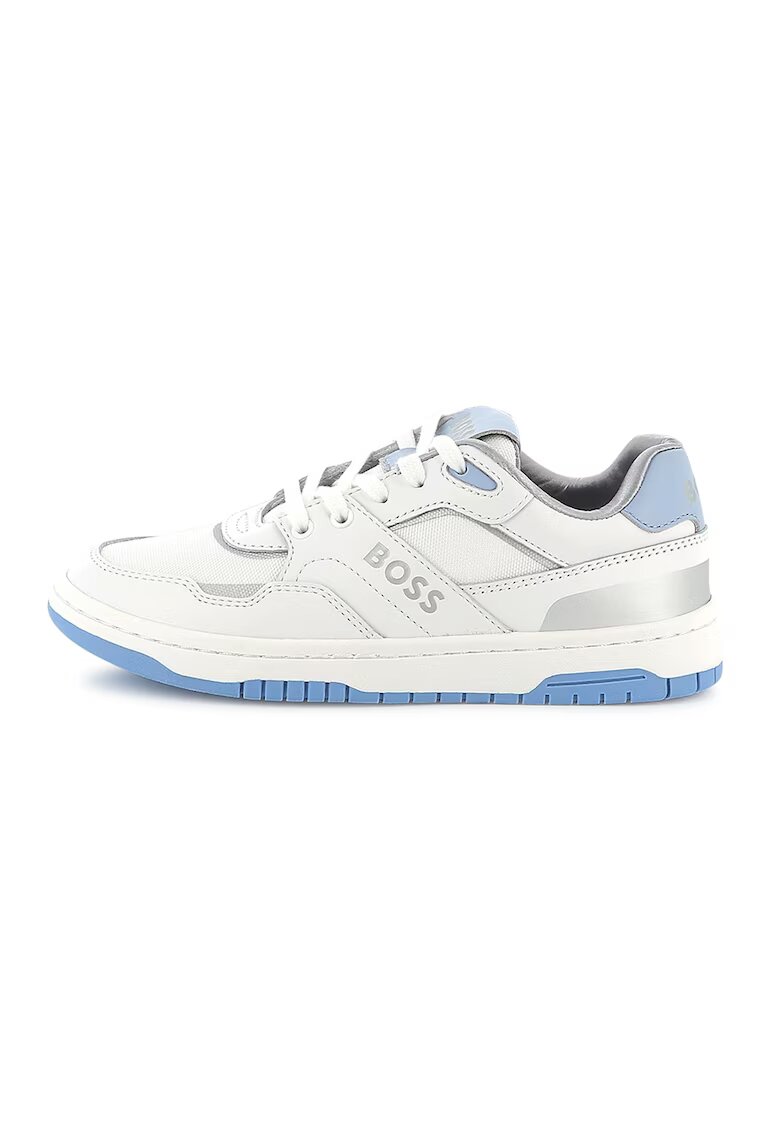 BOSS Kidswear Pantofi sport cu detalii logo - Alb/Albastru pastel