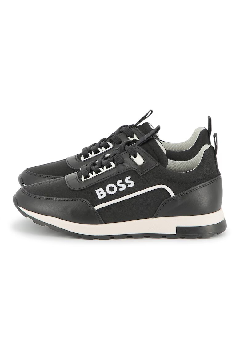 BOSS Kidswear Pantofi sport cu garnituri din piele - Negru