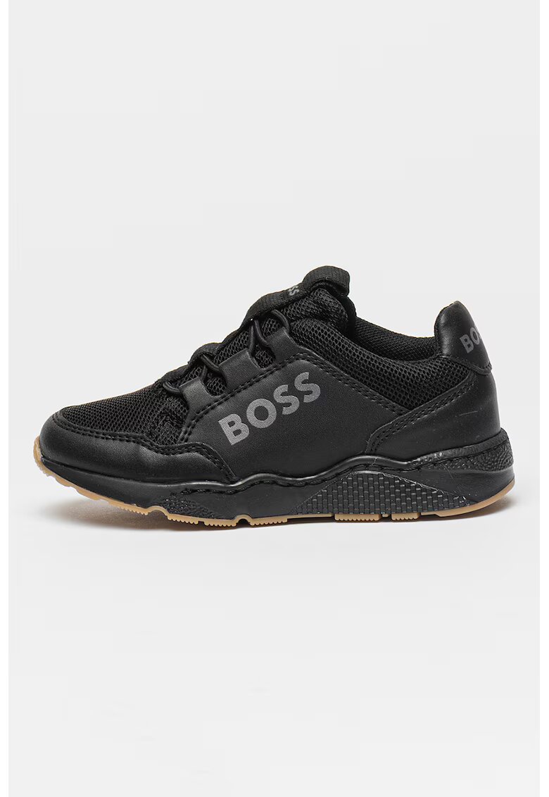 BOSS Kidswear Pantofi sport cu imprimeu logo - Negru
