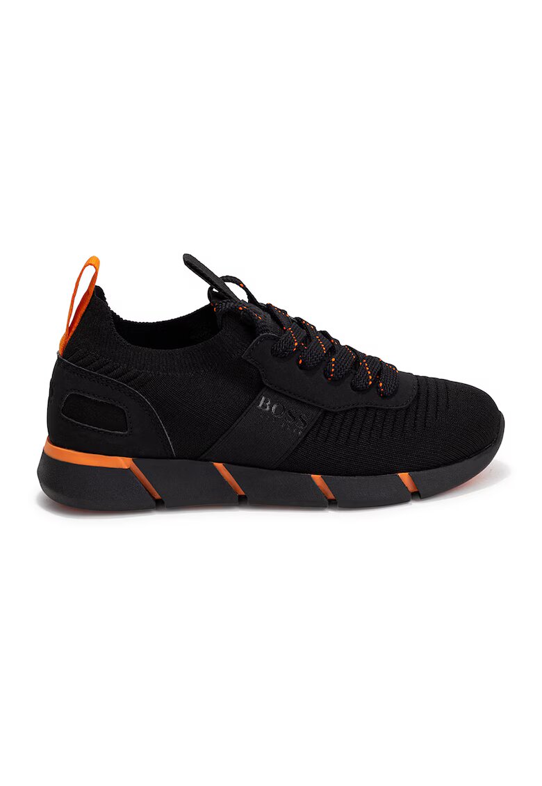 BOSS Kidswear Pantofi sport slip-on de plasa tricotata - Negru/Portocaliu