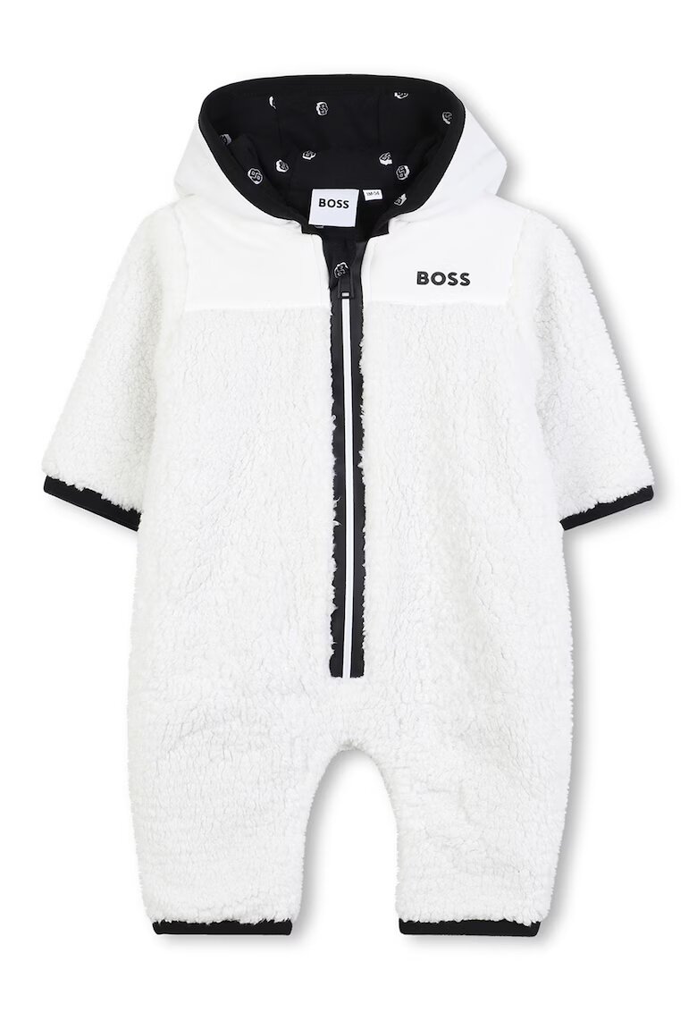 BOSS Kidswear Salopeta pufoasa cu fermoar - Alb