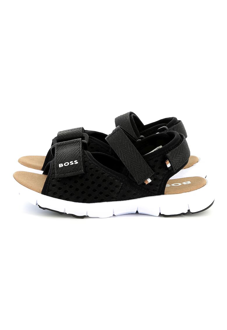 BOSS Kidswear Sandale cu inchidere velcro si detalii logo - Negru