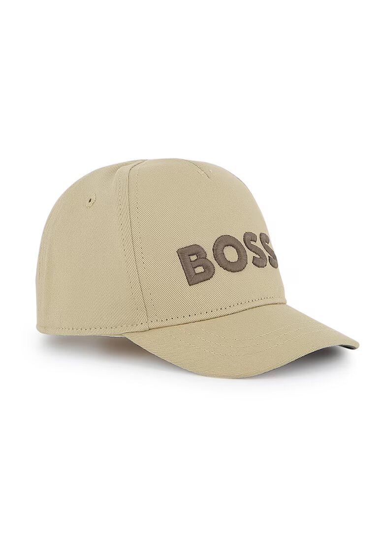 BOSS Kidswear Sapca de bumbac cu logo brodat - Maro nisip