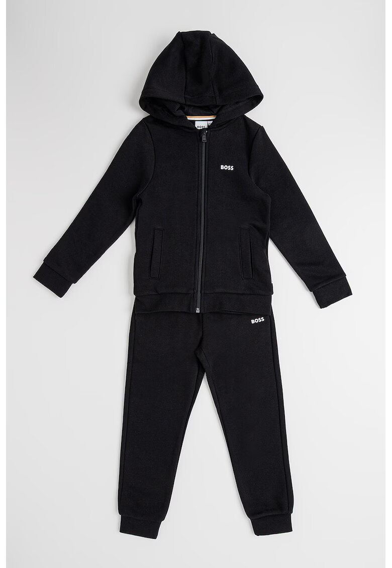 BOSS Kidswear Trening cu detalii logo si fermoar - Negru