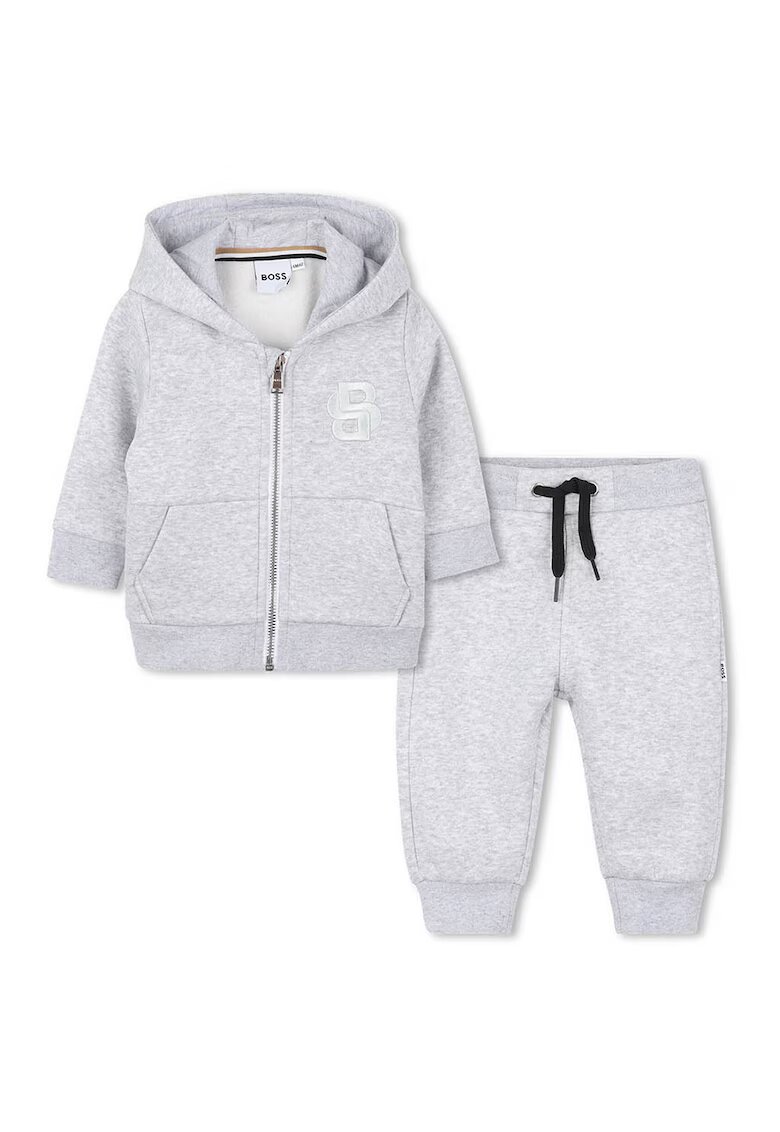 BOSS Kidswear Trening cu pantaloni lungi si fermoar - Gri melange