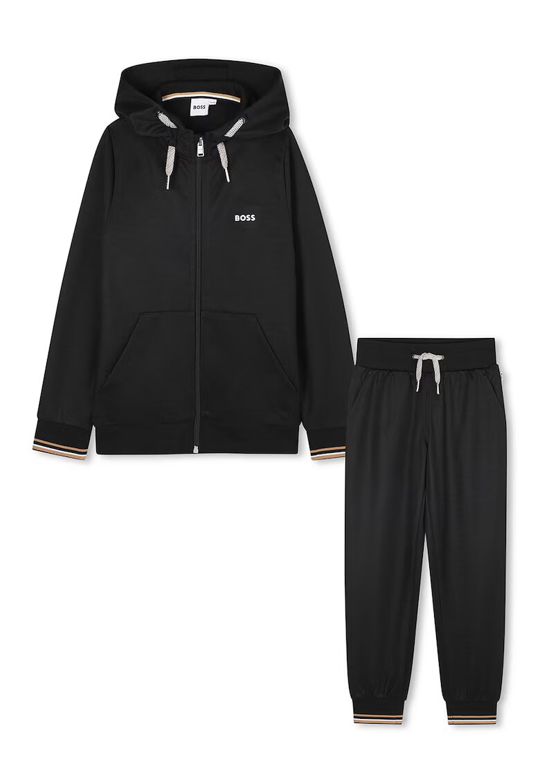 BOSS Kidswear Trening din amestec de bumbac cu fermoar - Negru