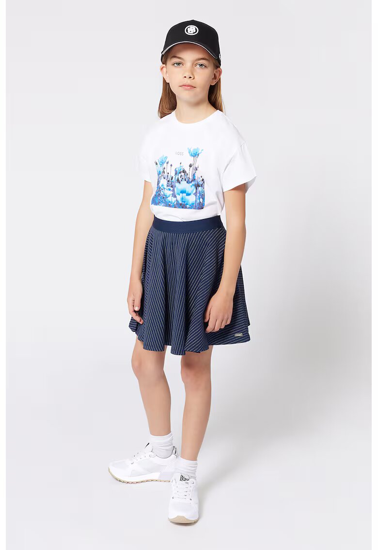 BOSS Kidswear Tricou din amestec de bumbac cu imprimeu - Alb