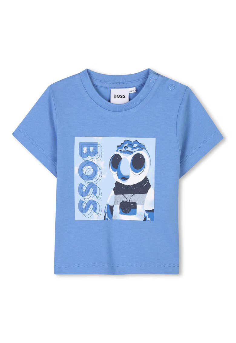 BOSS Kidswear Tricou din bumbac cu imprimeu grafic - Albastru pastel