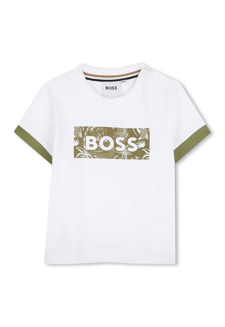 BOSS Kidswear Tricou din bumbac cu imprimeu logo - Alb