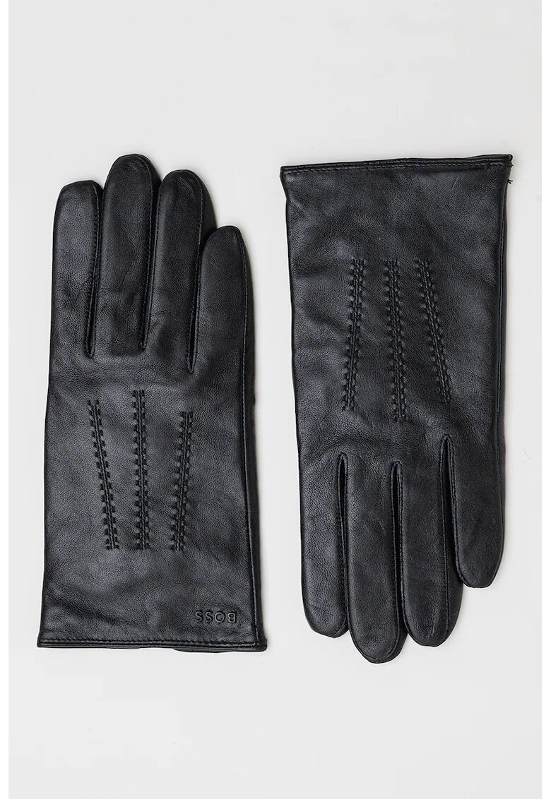 Boss Manusi de piele cu cusaturi - Negru