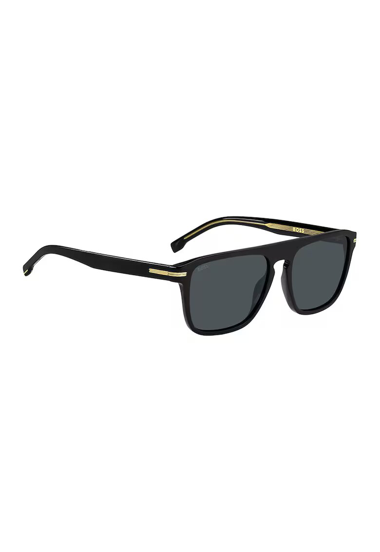 Boss Ochelari de soare cu lentile dreptunghiulare - Auriu/Negru/Gri antracit