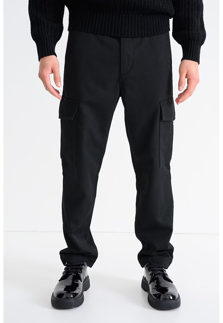 Boss Pantaloni cargo din amestec de lana Sisla - Negru