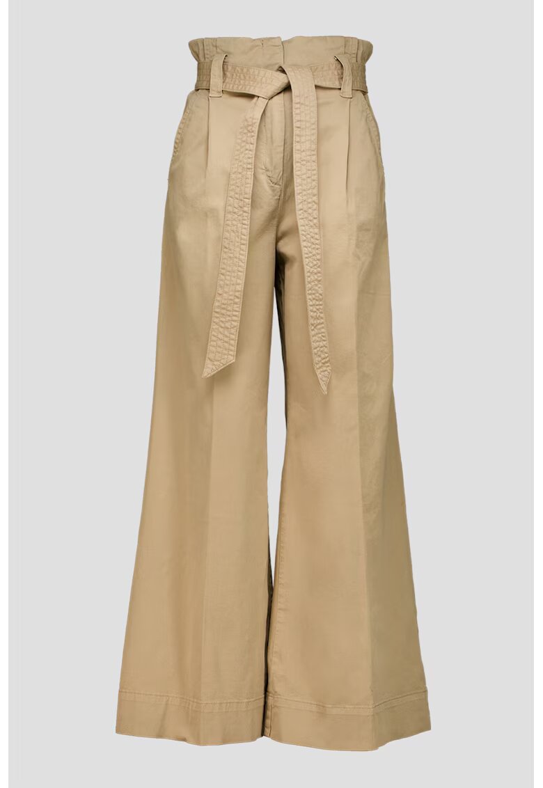 Boss Pantaloni din amestec de lyocell cu croiala ampla si talie inalta - Bej