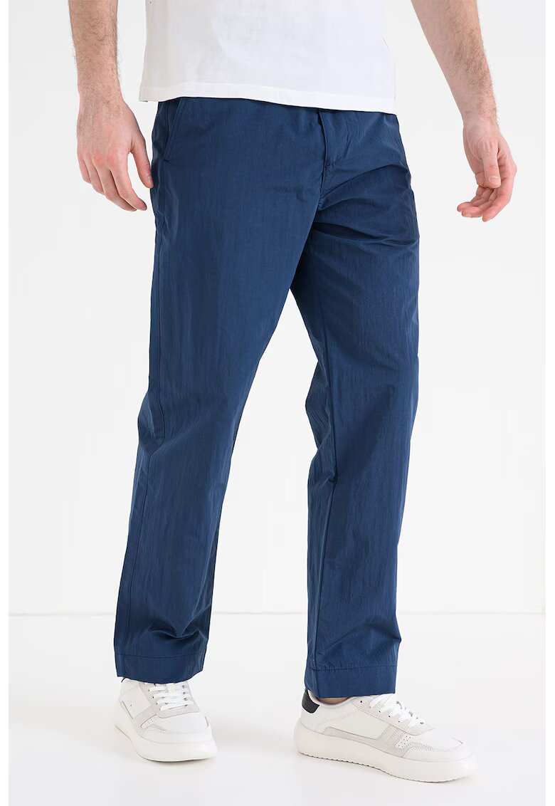Boss Pantaloni drepti cu o curea in talie - Albastru inchis