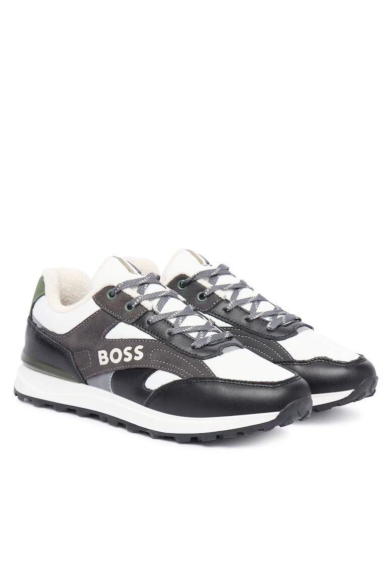 Boss Pantofi copii baieti - piele naturala - negru/alb