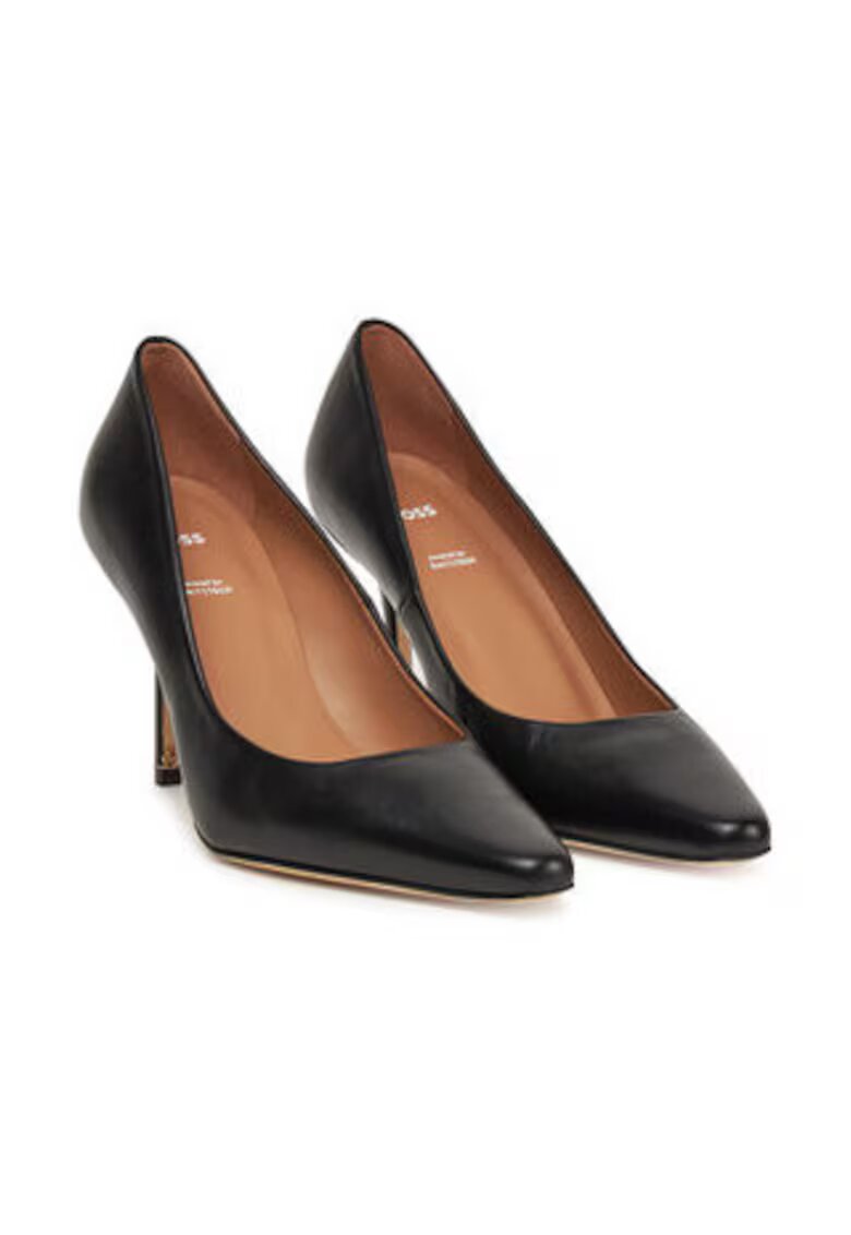 Boss Pantofi dama - toc inalt - piele naturala - negru