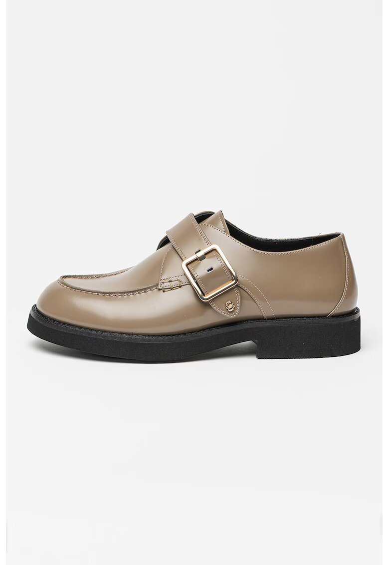 Boss Pantofi loafer din piele cu barete cu catarama Eleri - Maro taupe