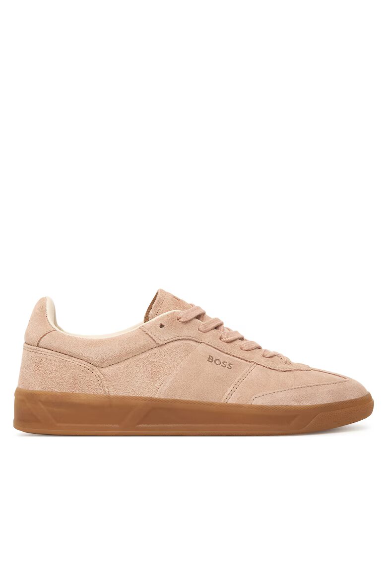 Boss Pantofi sport dama model Brenta - piele naturala - bej - adidasi roz deschis/pastel