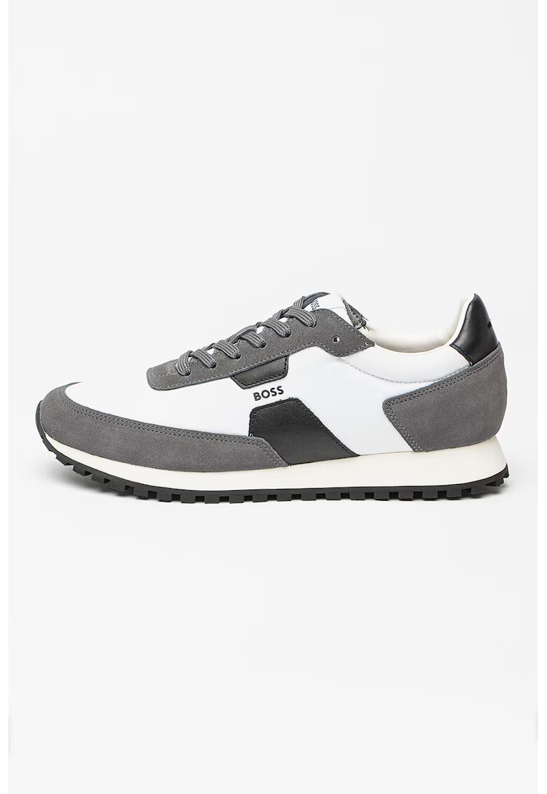 Boss Pantofi sport din material textil cu garnituri din piele intoarsa Parkour - Alb/Negru/Gri antracit