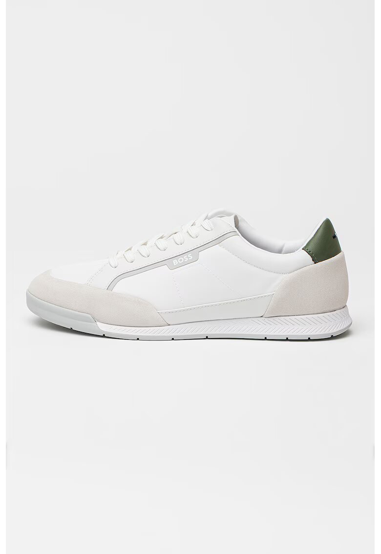 Boss Pantofi sport din material textill Nitan - Alb/Gri cenusiu/Alb murdar
