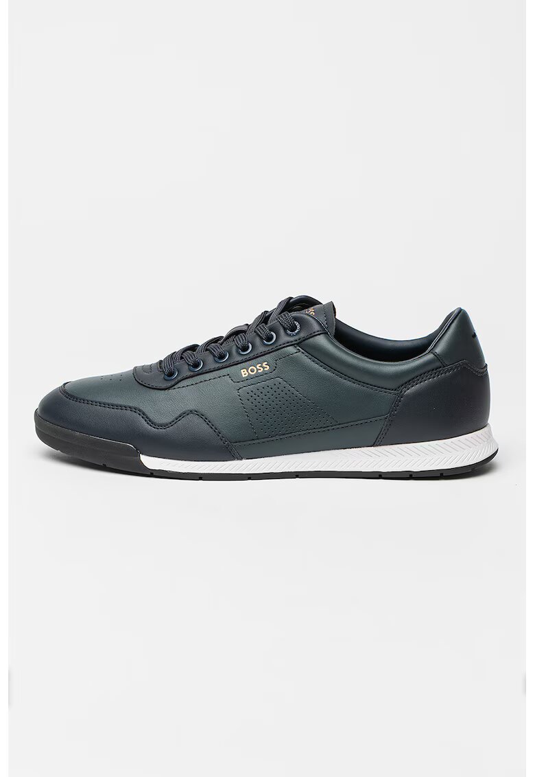 Boss Pantofi sport din piele cu sireturi - Bleumarin