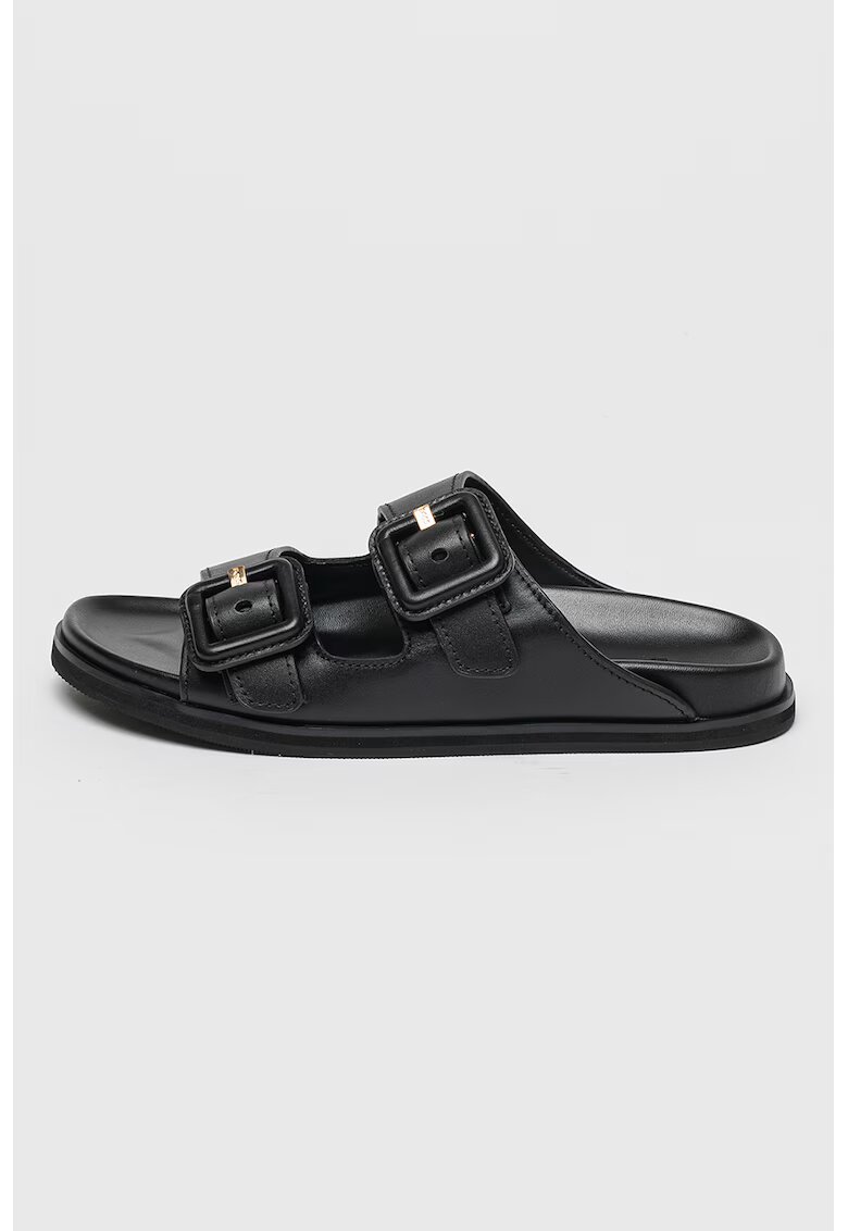 Boss Papuci de piele cu barete cu catarama Freyah - Negru