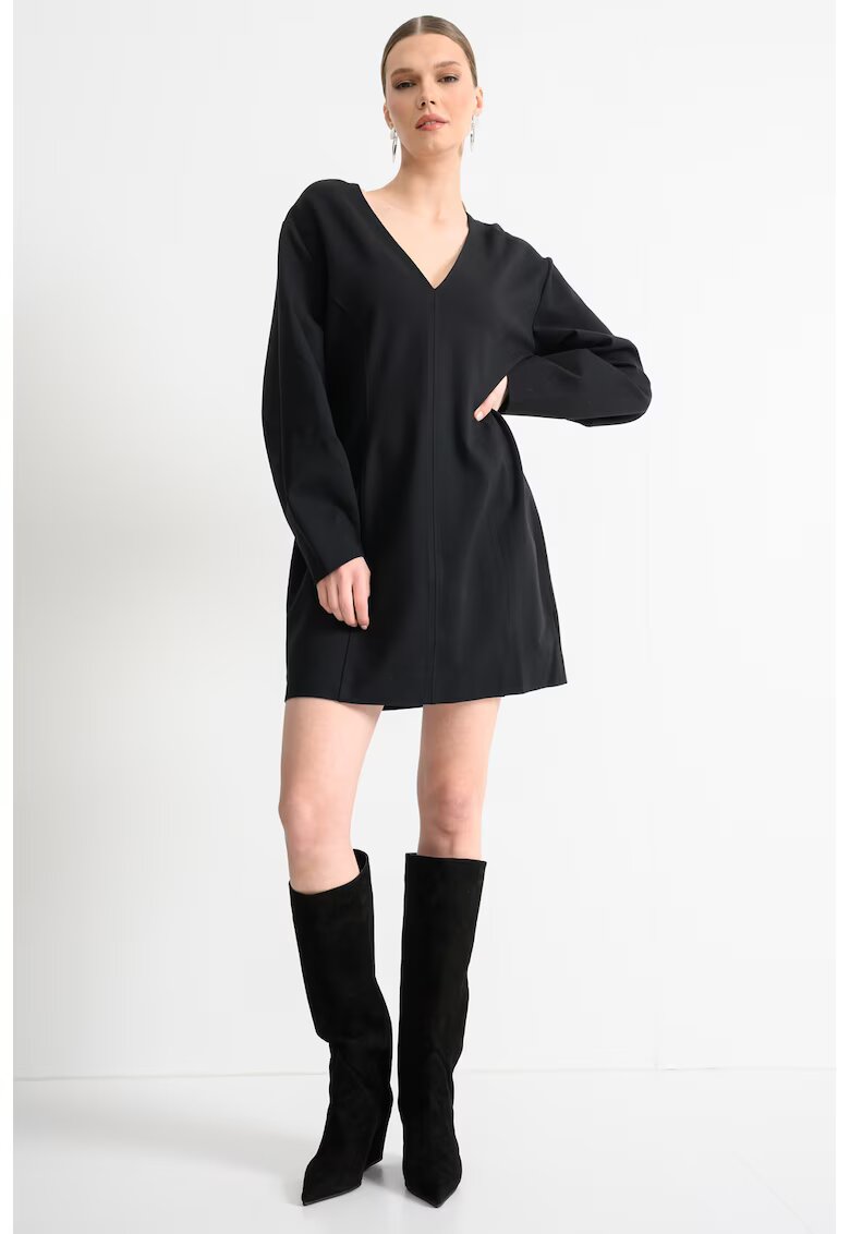 Boss Rochie cu maneci lungi si decolteu in V - Negru