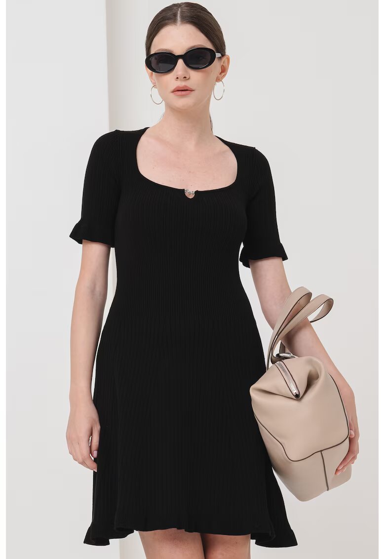 Boss Rochie mini striata cu decolteu amplu - Negru
