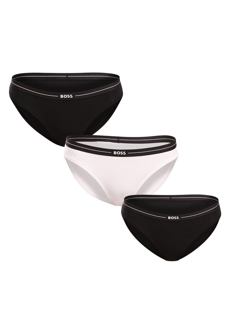 Boss Set 3 chiloti dama confortabili - alb/negru - bumbac