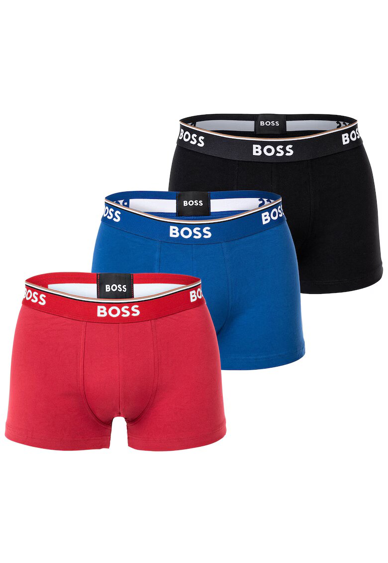 Boss Set de boxeri cu banda logo in talie - 3 perechi - Rosu/Albastru royal