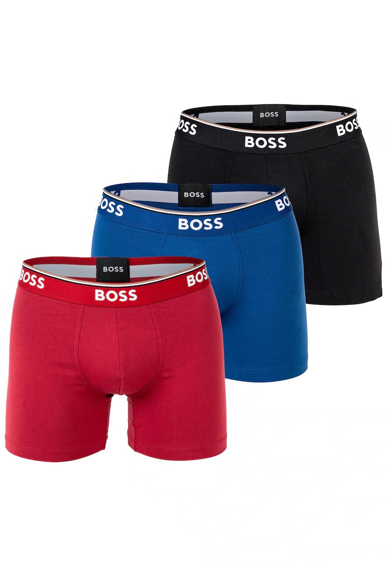 Boss Set de boxeri cu banda logo in talie - 3 perechi - Rosu/Negru/Albastru