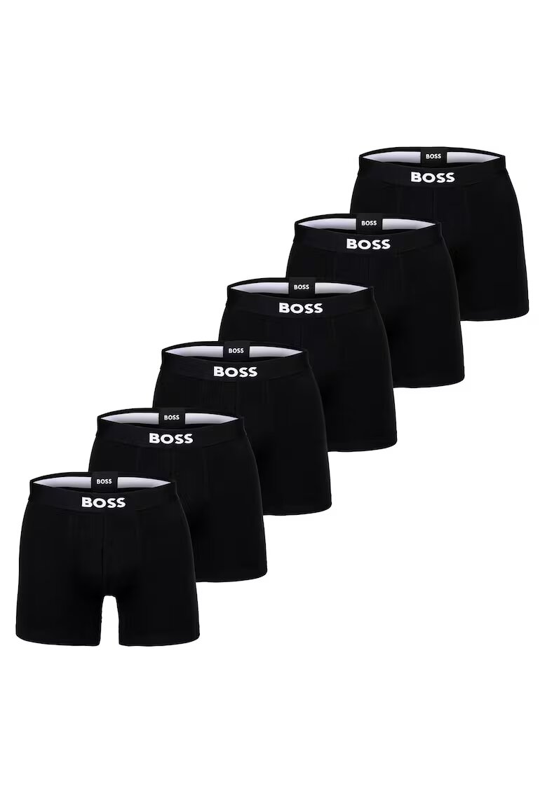 Boss Set de boxeri din amestec de bumbac cu logo - 6 perechi - Negru