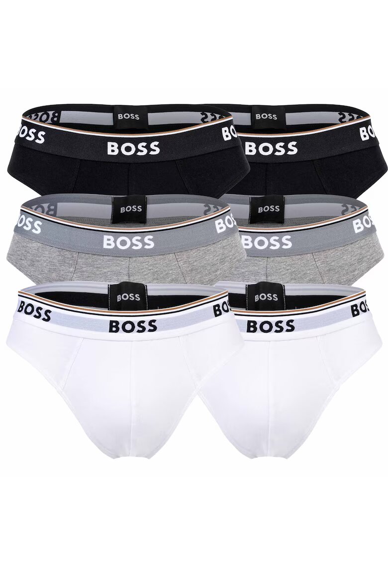Boss Set de chiloti cu logo - 6 perechi - Alb/Negru/Gri