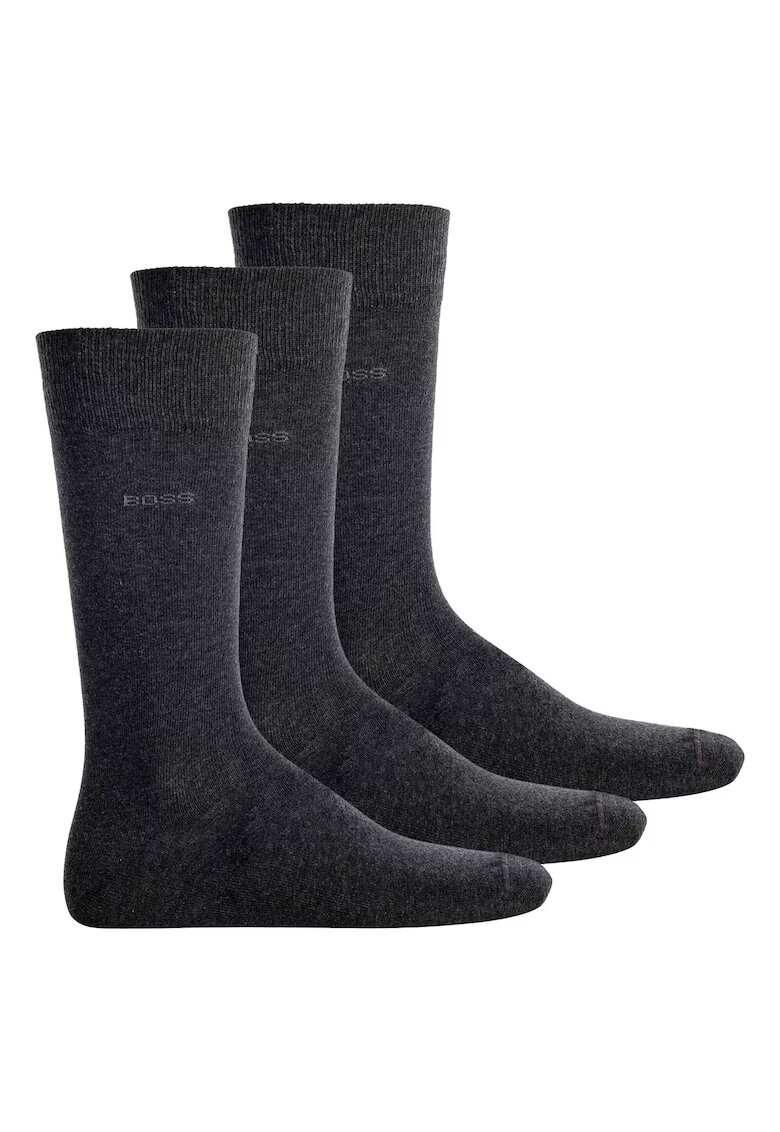 Boss Set de sosete lungi cu logo - 3 perechi - Gri inchis